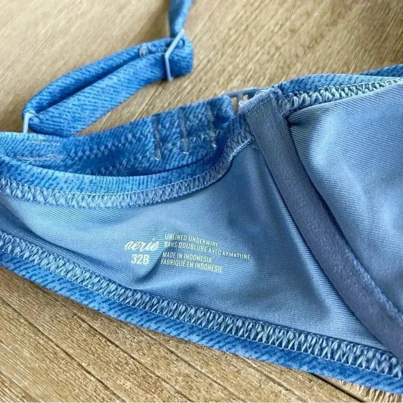 Aerie Unlined Underwire Bikini Top in Denim Blue Size 32B NWOT - Picture 4 of 5